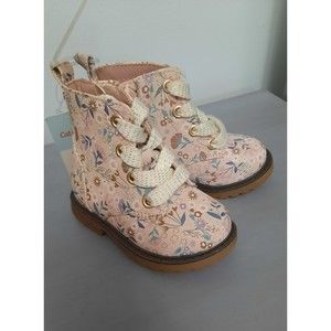 Cat and Jack Toddler Girls Lace Up Zipper Boots Floral Giovanna Size 5 NWT